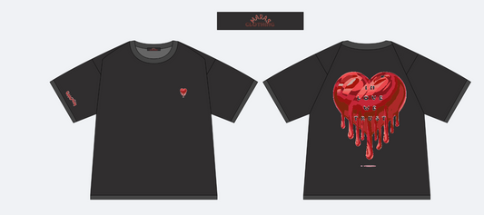 BLACK TEE RED HEART